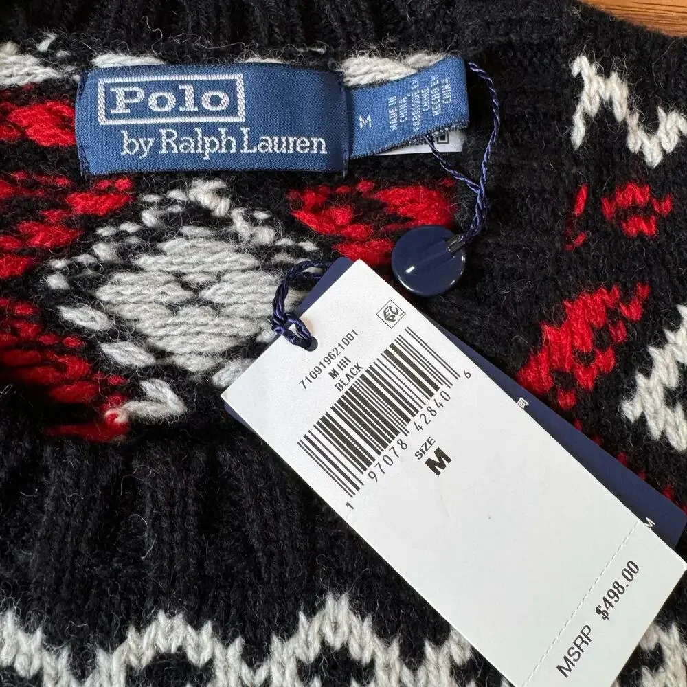 Polo Ralph Lauren  Men's Polar Bear Fair Isle Wool Sweater size M
